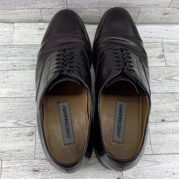 Johnston Murphy Oxblood Leather Cap Toe Dress Shoes 22-02985 Men Size 10D - Picture 2 of 7